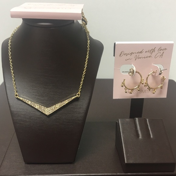 Jewelry - ⚠️Jules Smith V Necklace & Hoop Earrings⚠️